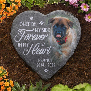Personalized pet memorial stone with pet photo engraving