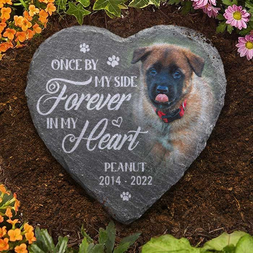 Still Shines personalized pet memorial stone, engraved with name and photo